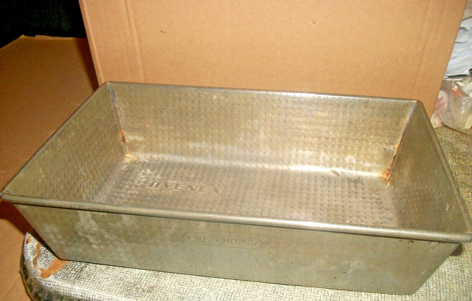 Vintage Ovenex/EKCO #57 Large Folded Steel/Metal Waffle Loaf Pan 10\