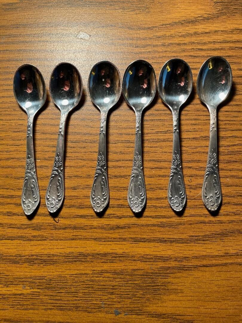 Vintage Russian Melchior Silver Plated Coffee Spoons Set 6 pcs 1980