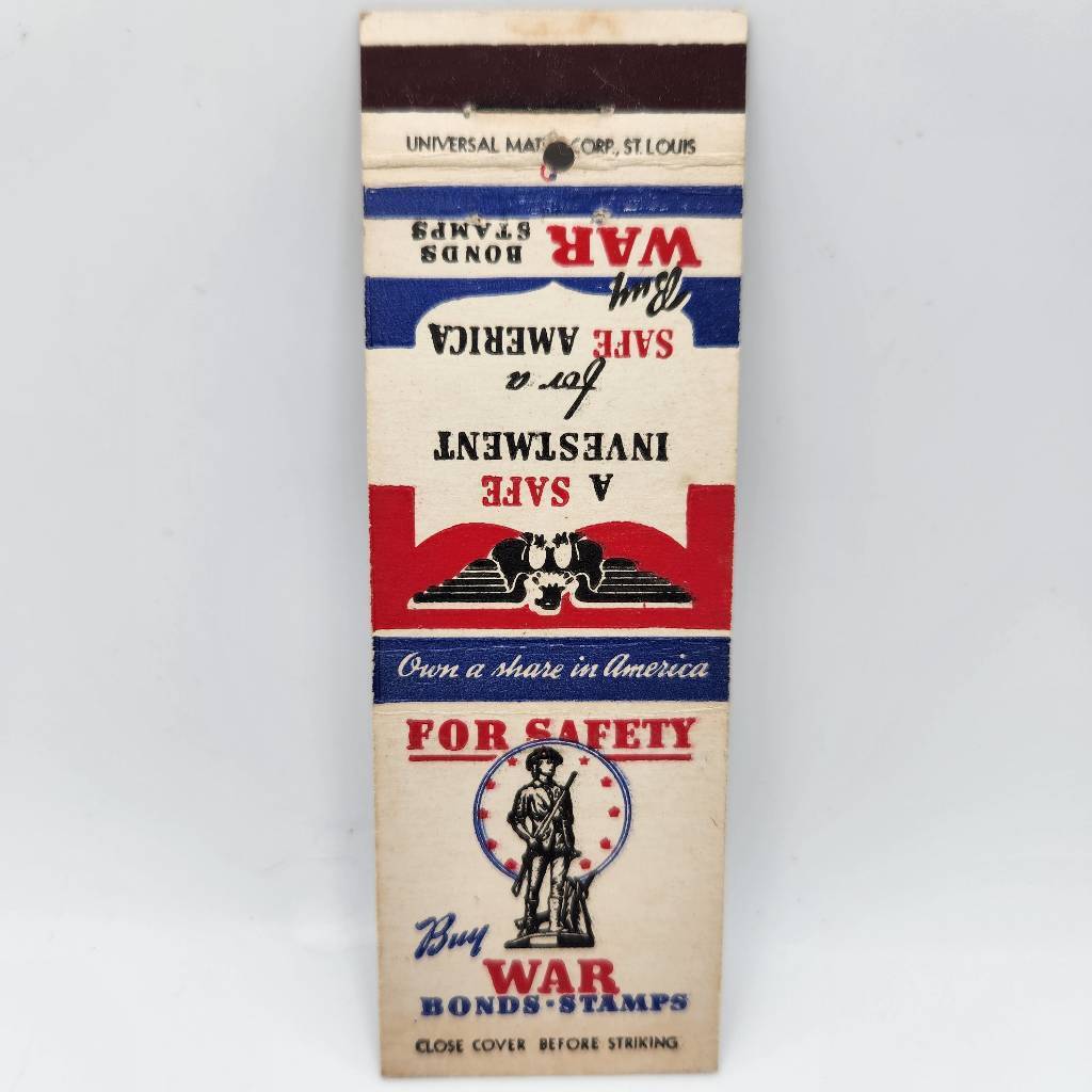 Vintage Matchcover Buy War Bonds Stamps Own a Share In America