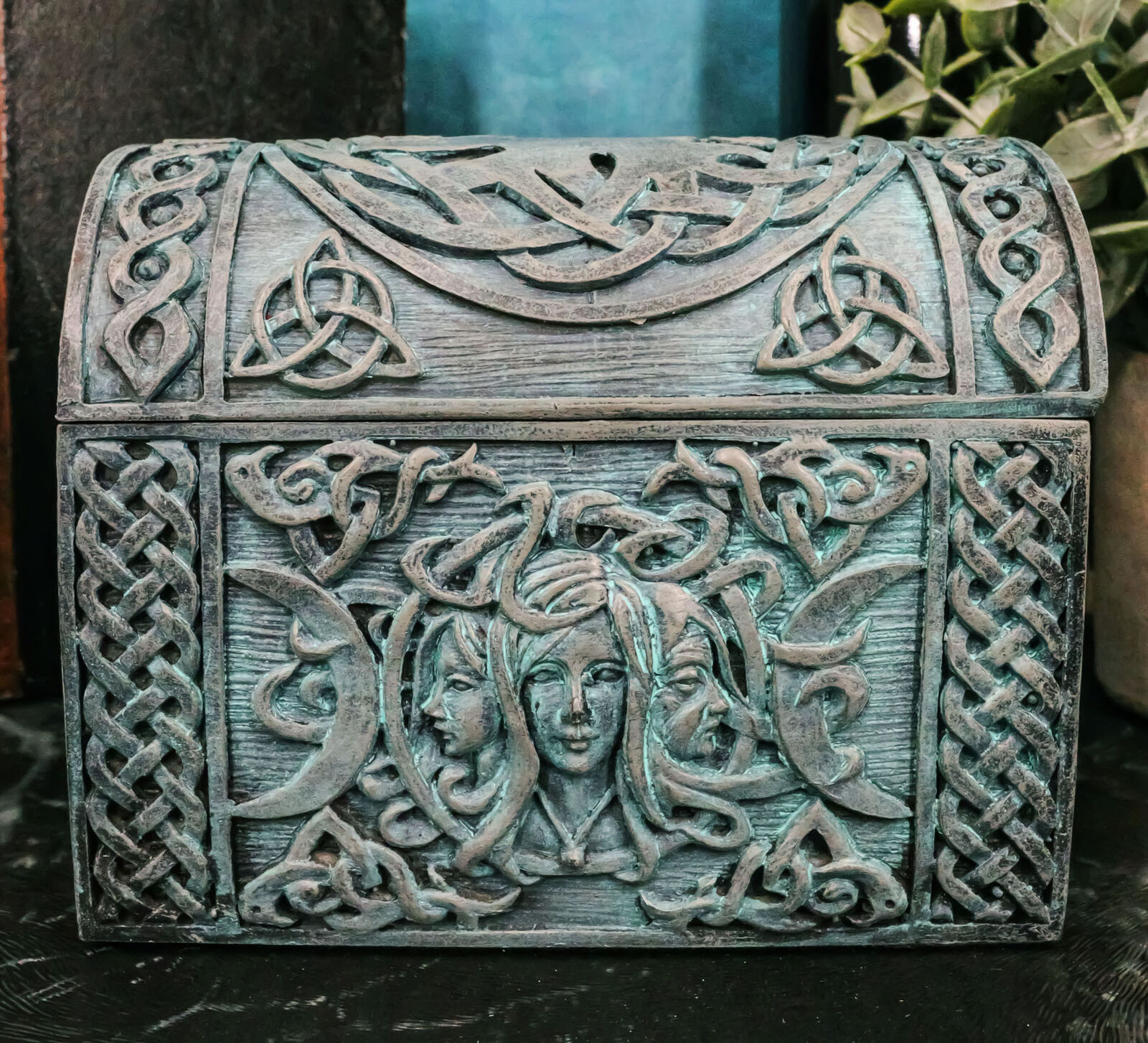 Ebros Celtic Triple Goddess Mother Maiden Crone Decorative Jewelry Box 4.75\