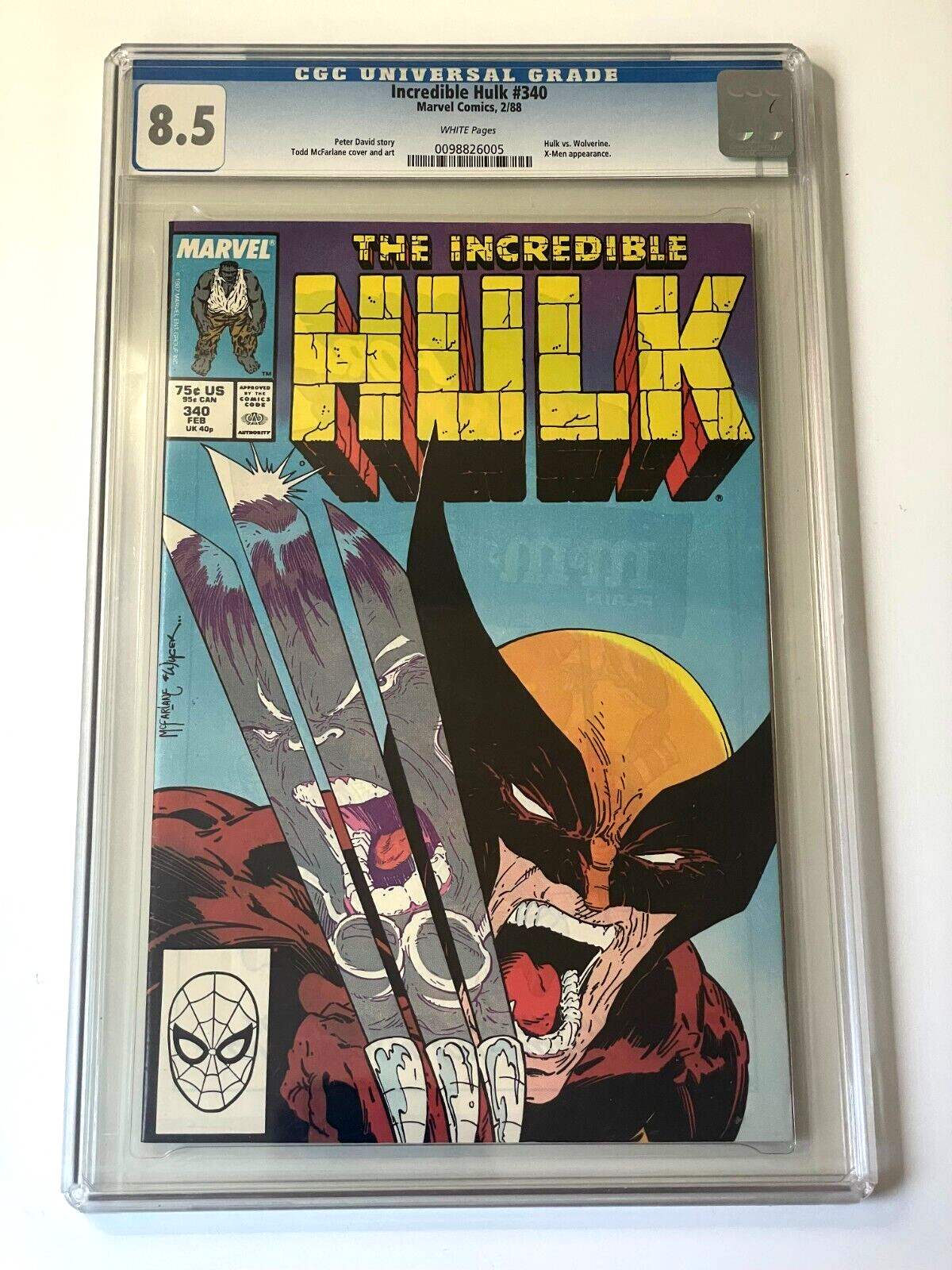 Incredible Hulk #340 CGC 8.5 1988 Marvel Comic Iconic Todd McFarlane Art WHITE