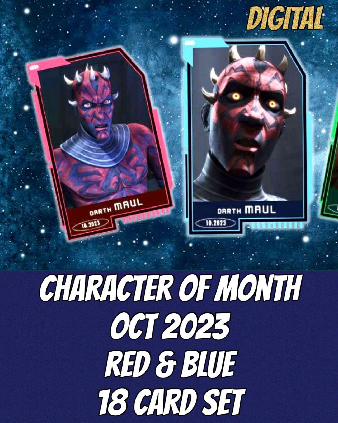 Topps Star Wars Card Trader COTM Character Month DARTH MAUL Red/UC 18 Card Set
