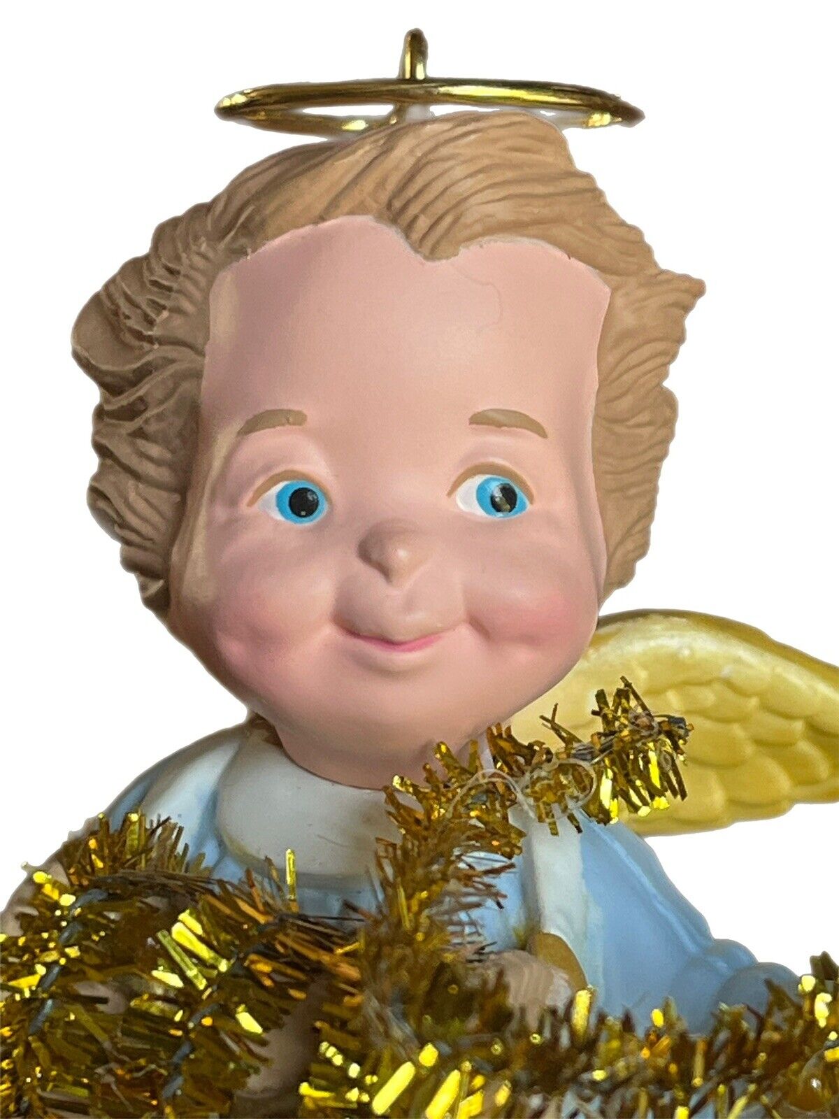 Vtg Hallmark Keepsake Christmas Ornament Resin Sparkling Angel Boy Light Up 1991