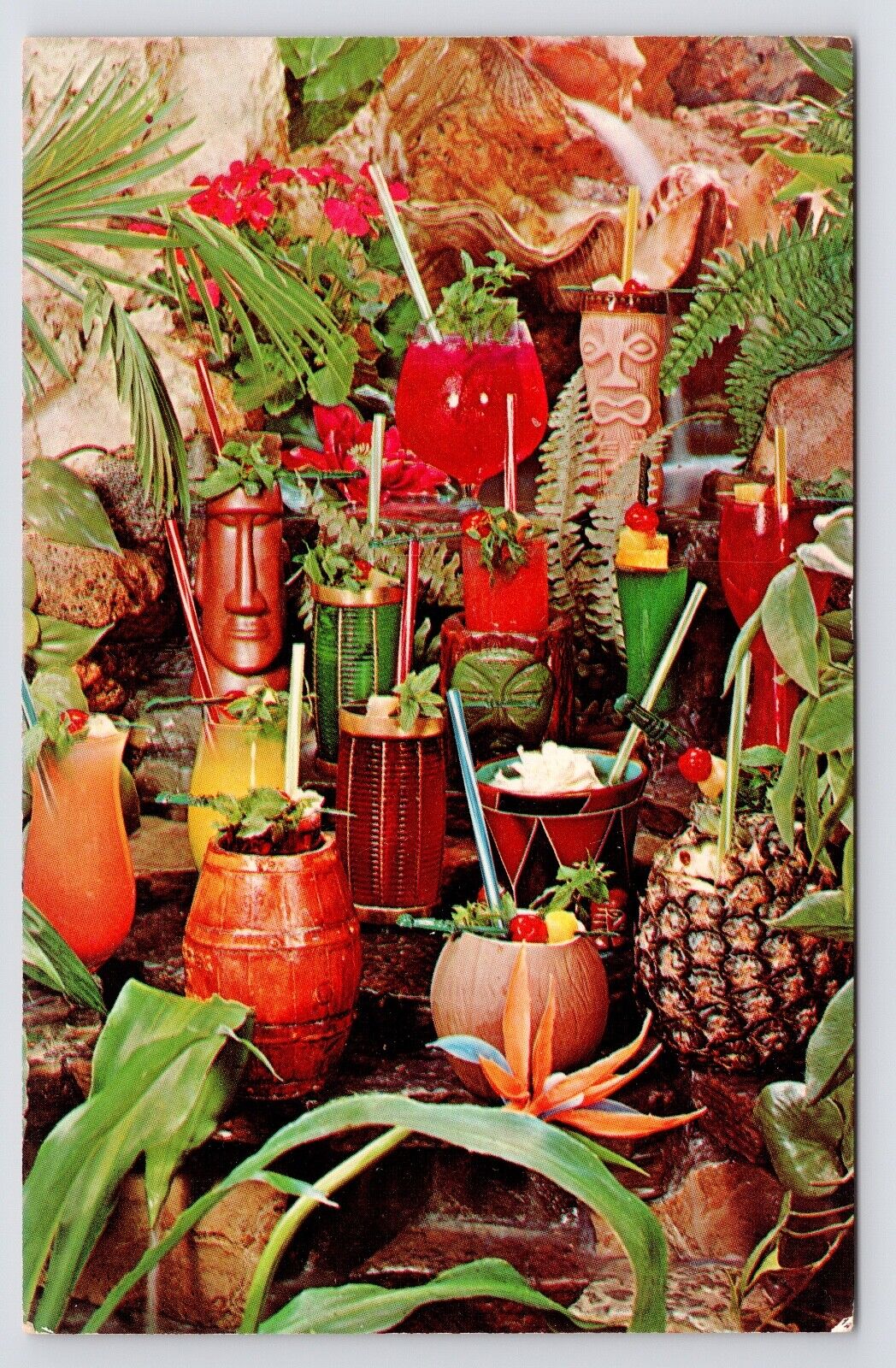 c1960s Kahiki Polynesian Supper Club TIKI Drinks Columbus Ohio OH VTG Postcard