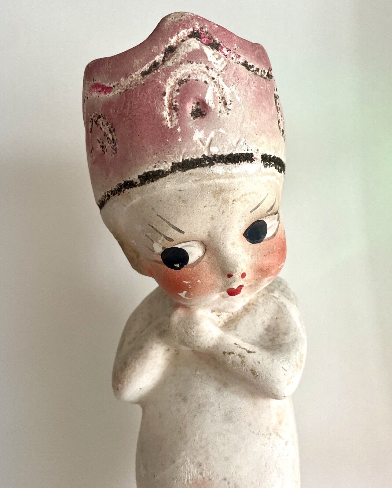 Vintage Carnival Chalk Kewpie Like  Doll Baby Chalkware 11”