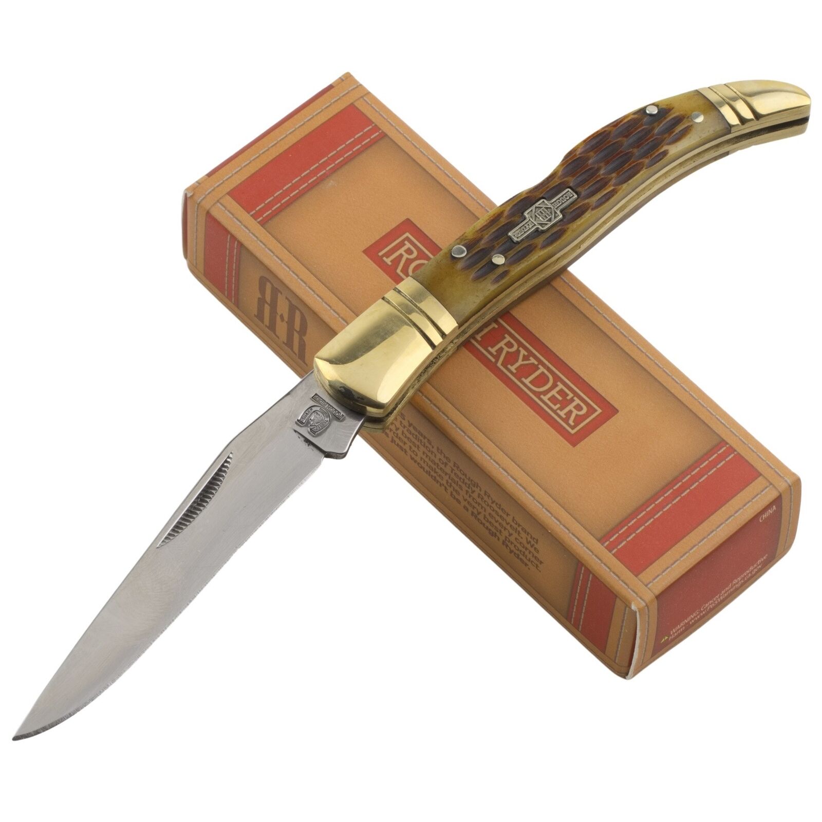 Rough Rider Jigged Bone Handles French Tickler Pocket Knife RR204 Folding Blade