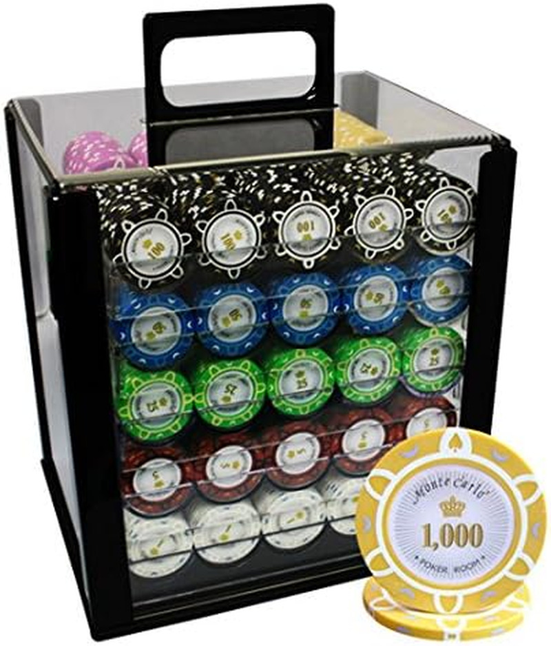 1000Pcs 14G Monte Carlo Poker Room Poker Chips Set with Acrylic Case Custom Buil