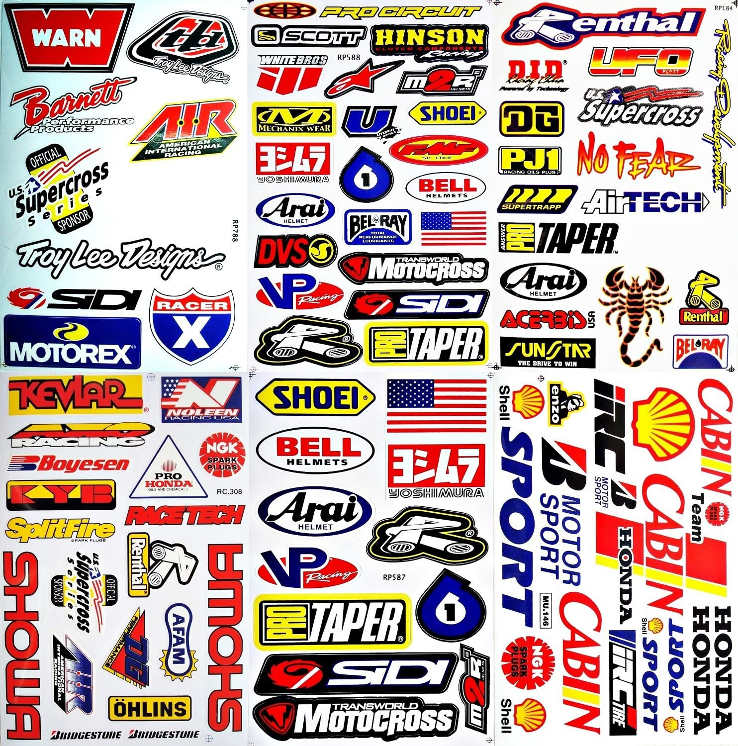 Dirt Bike Motorcycles Supercross Motocross ATV Lot 6 vinyl decals stickers D6015