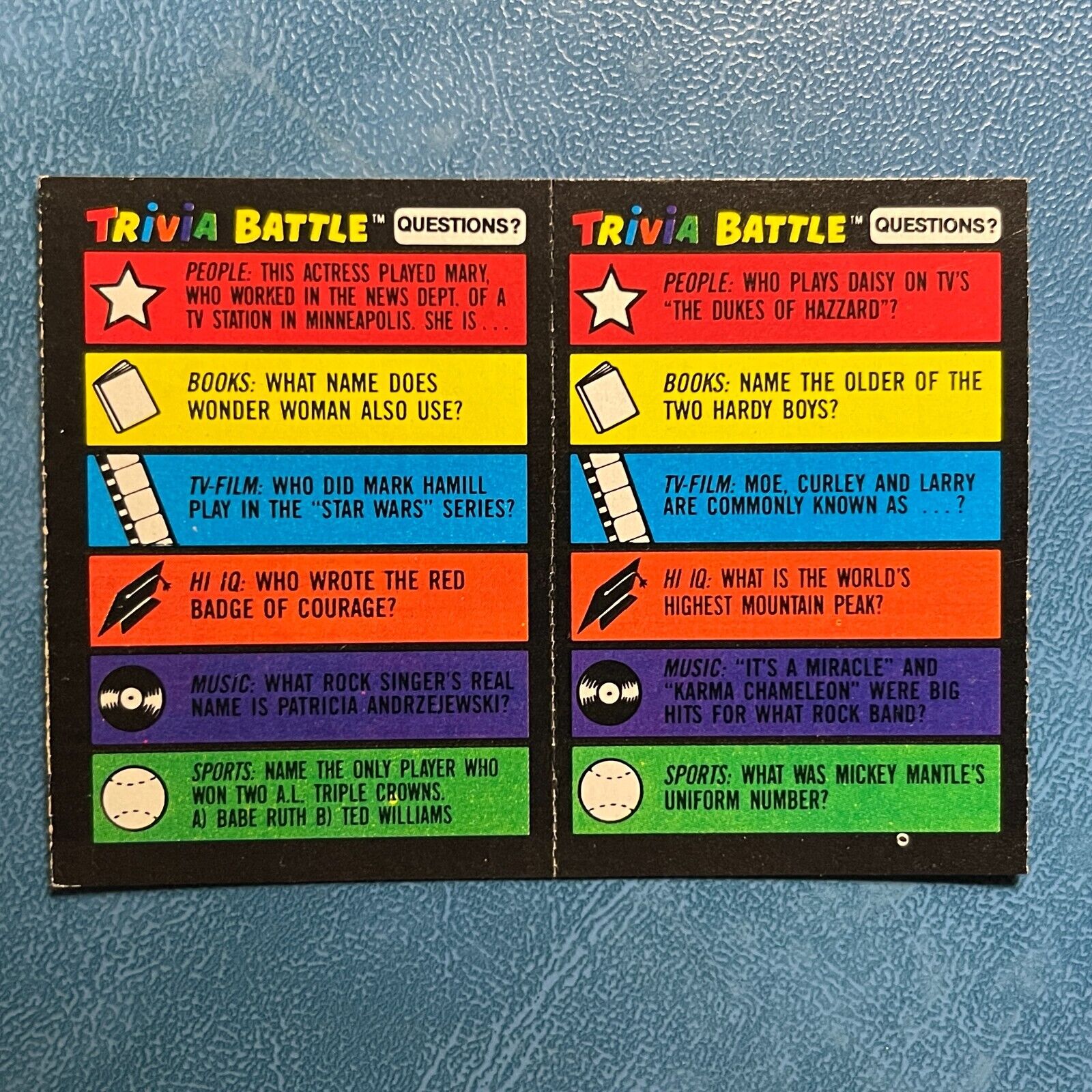 1984 Topps TRIVIA BATTLE Set #221/222 MICKEY MANTLE BABE RUTH TED WILLIAMS NM/MT