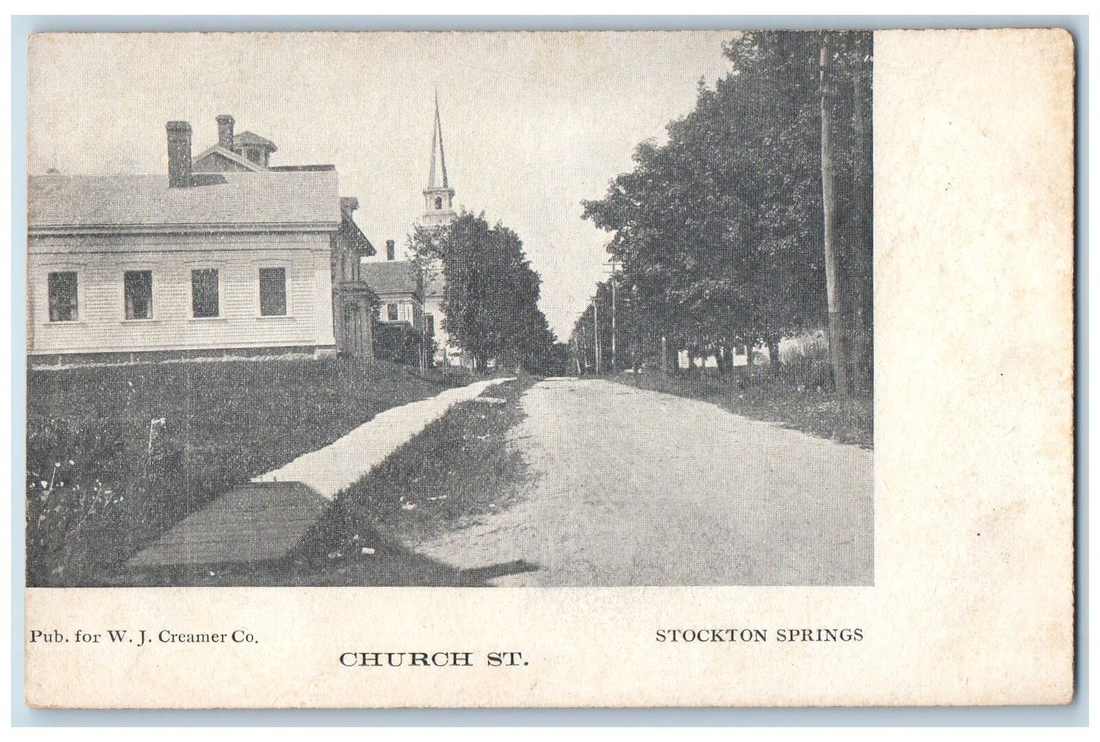 1908 Church Street Residence Scene Stockton Springs Maine ME Unposted Postcard
