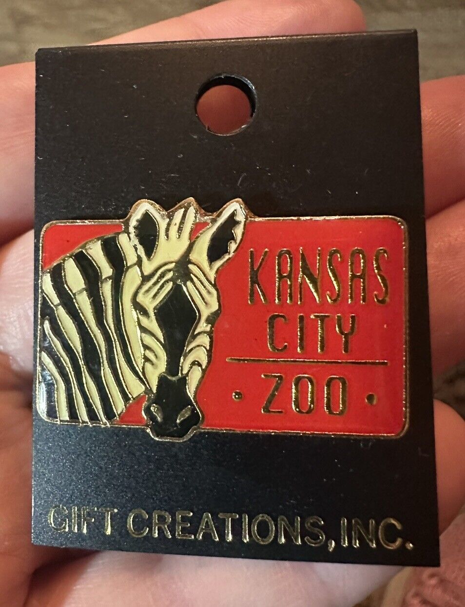 Vintage Kansas City Zoo Zebra Lapel Pin On Original Card