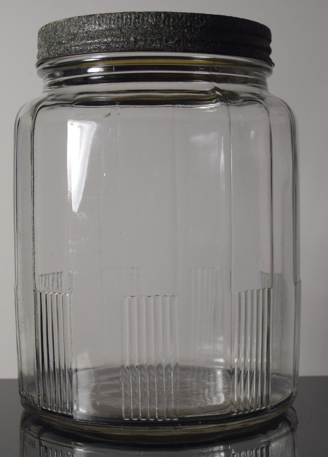 Vintage McLaughlin\'s Manor House Coffee Clear Glass Advertising Jar Art Deco