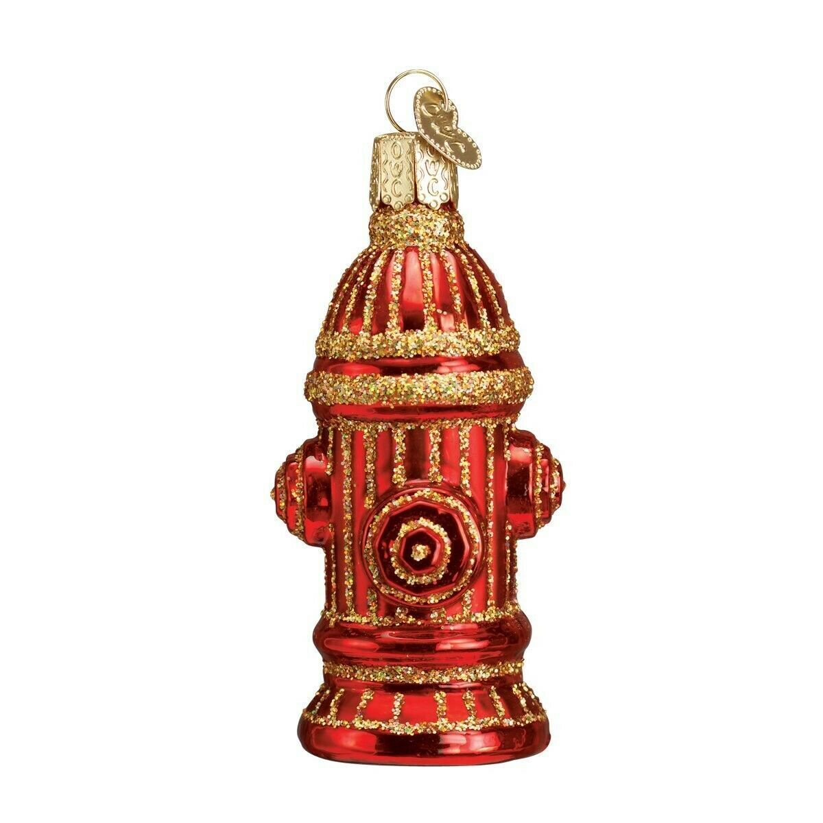 Old World Christmas Red Fire Hydrant Fireman First Responder Tree Glass Ornament
