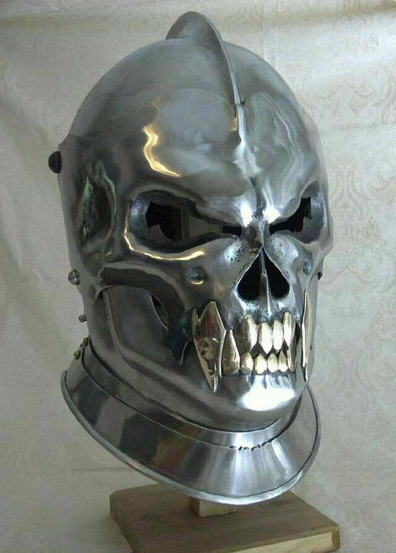 DGH®Medieval Knight Skull Helmet Old Demonic Face Helmet Battle Ready Historical