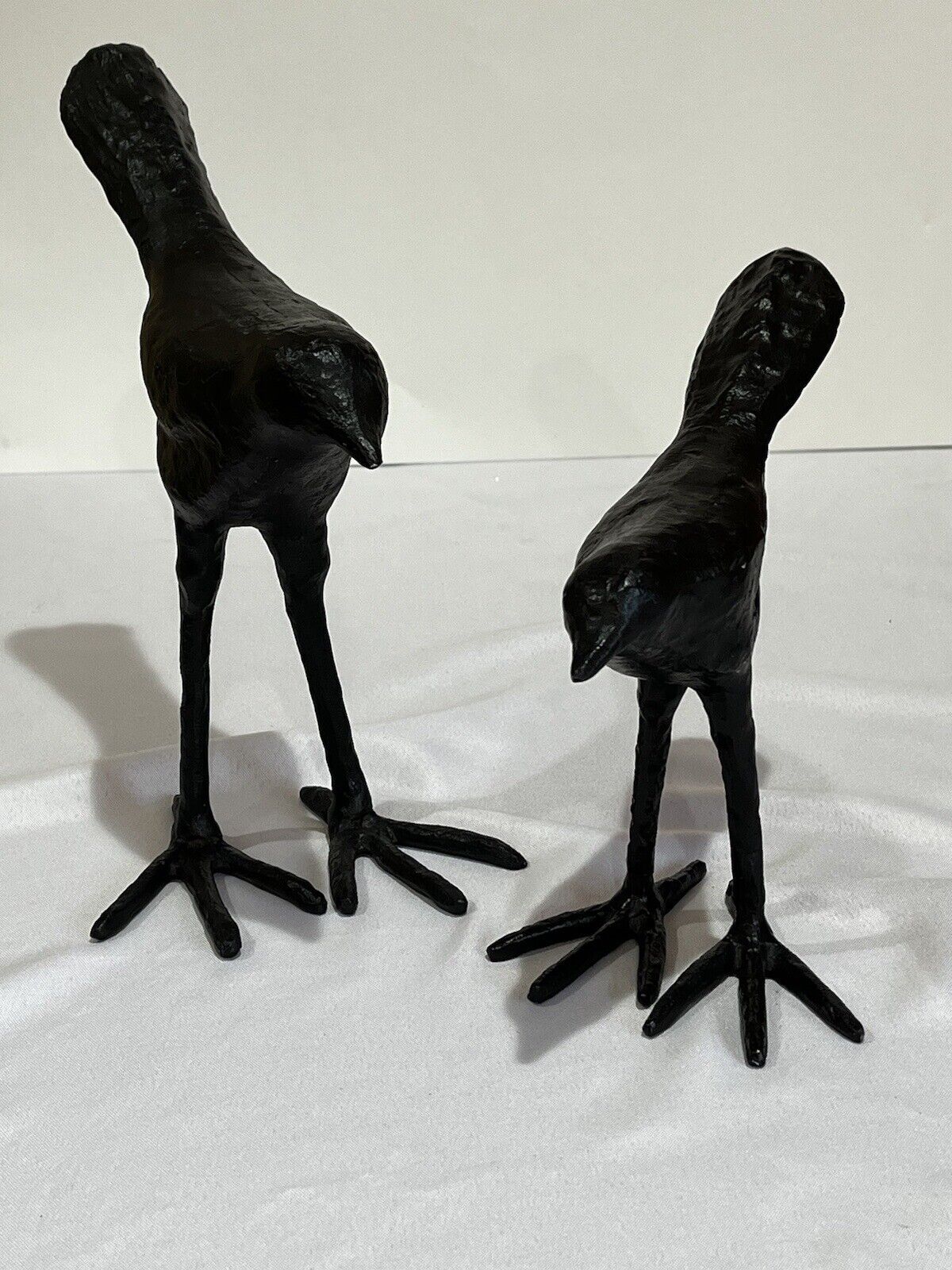 Set Of 2 Black Cast Iron Birds 