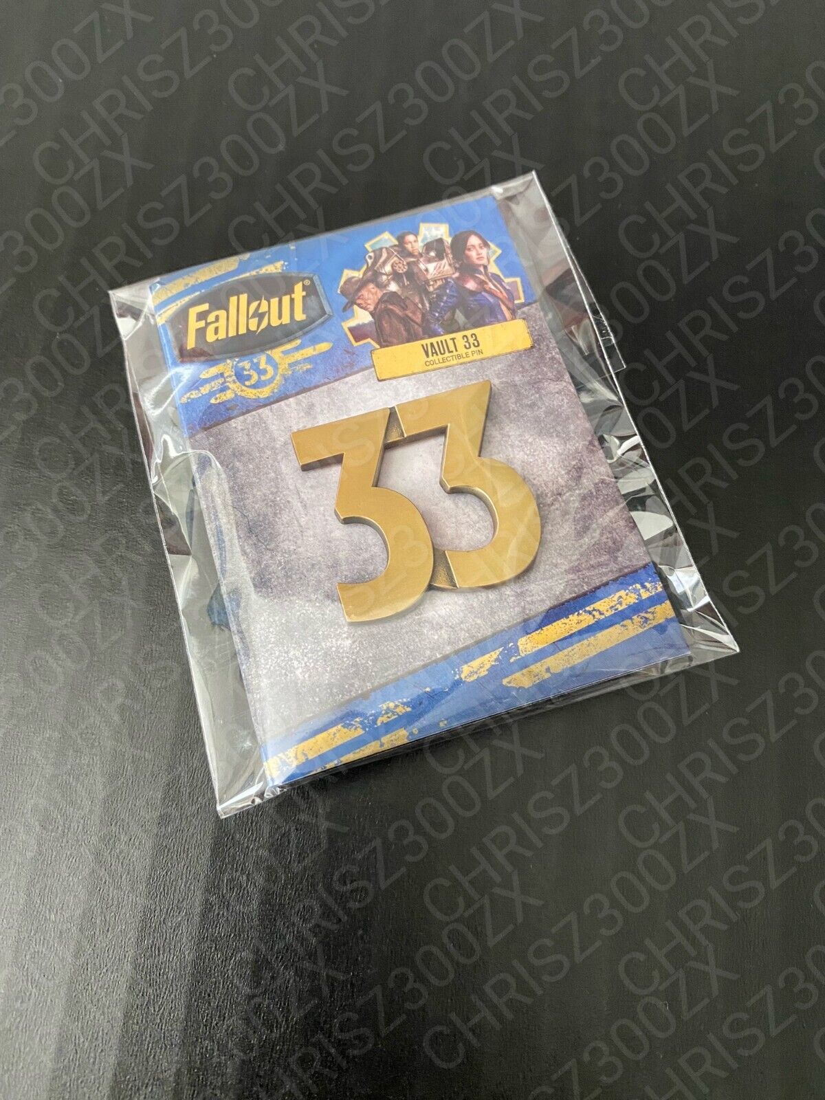 Fallout Vault 33 Collectible Enamel Metal Pin Figure Antique Gold Sandblasted