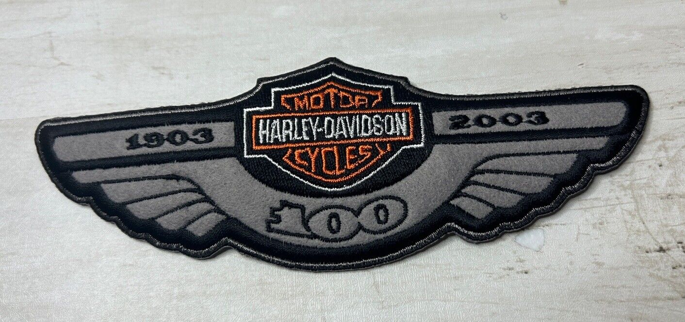 Harley Davidson Embroidered 100th Anniversary Logo Patch 1903-2003 Wings NEW