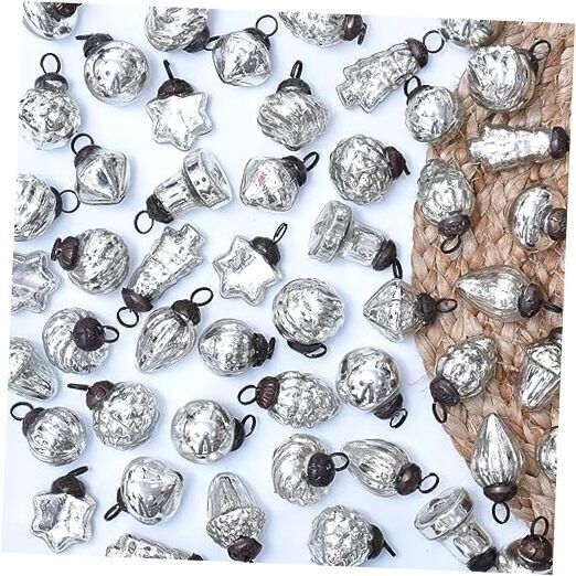 25 Mercury Glass Ornaments- Vintage Silver Christmas Ornaments Mercury Silver
