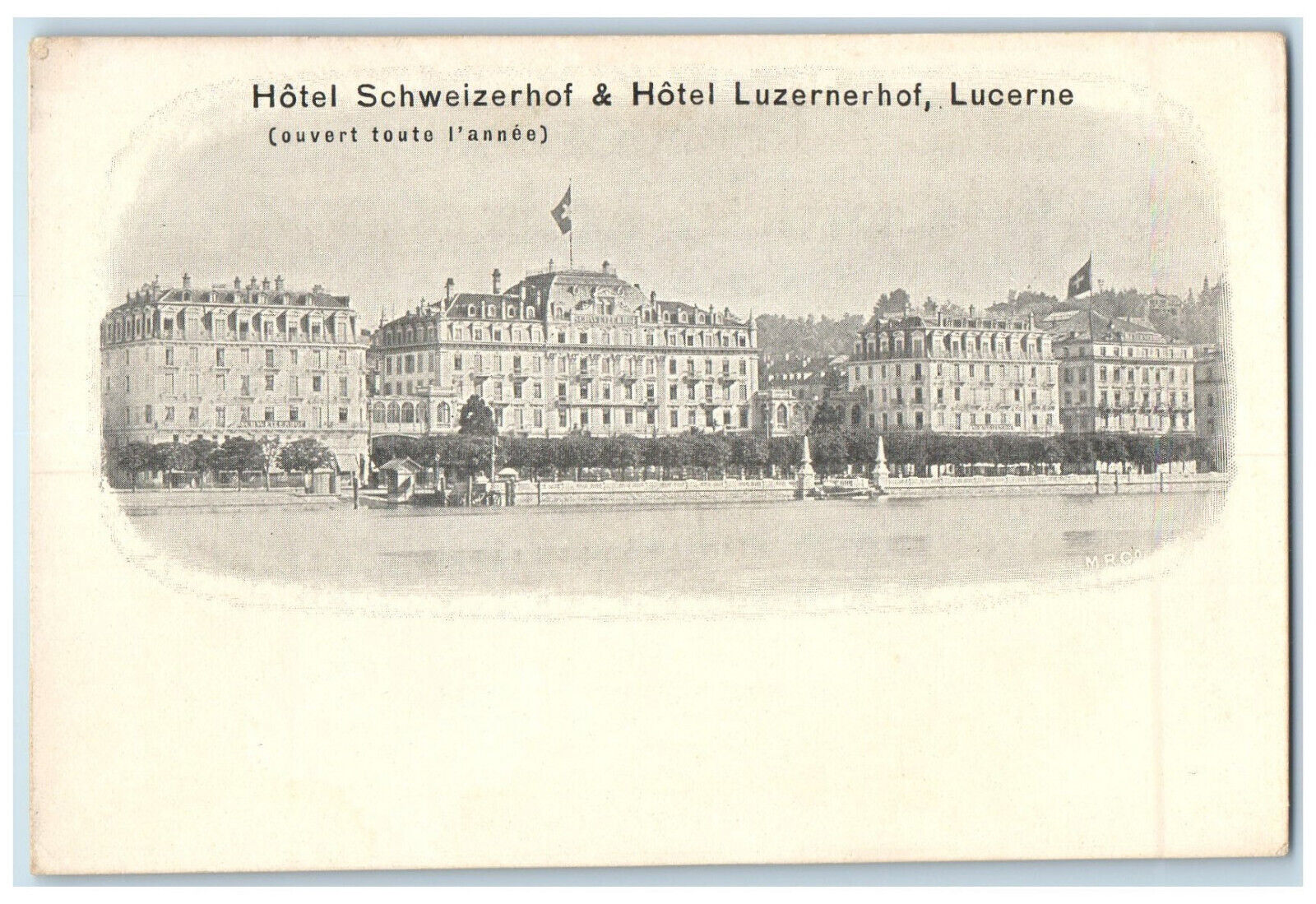 c1905 Hotel Schweizerhof & Hotel Luzernerhof Lucrne Switzerland Postcard