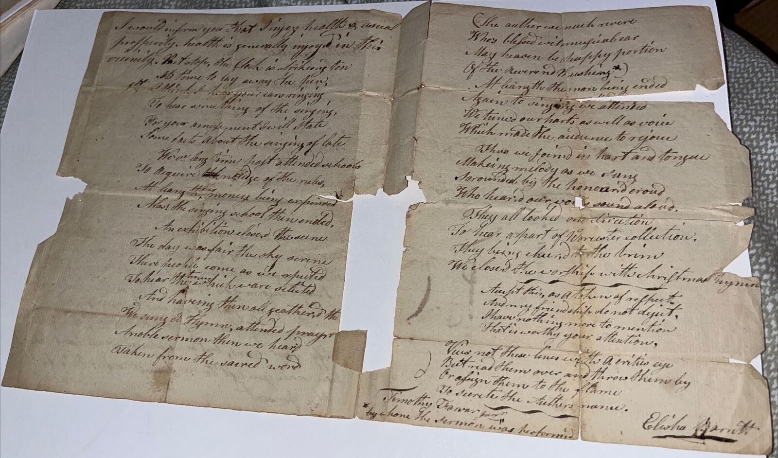 Antique 1802 Letter to Father of Daniel Webster’s Law Partner - Timothy Farrar