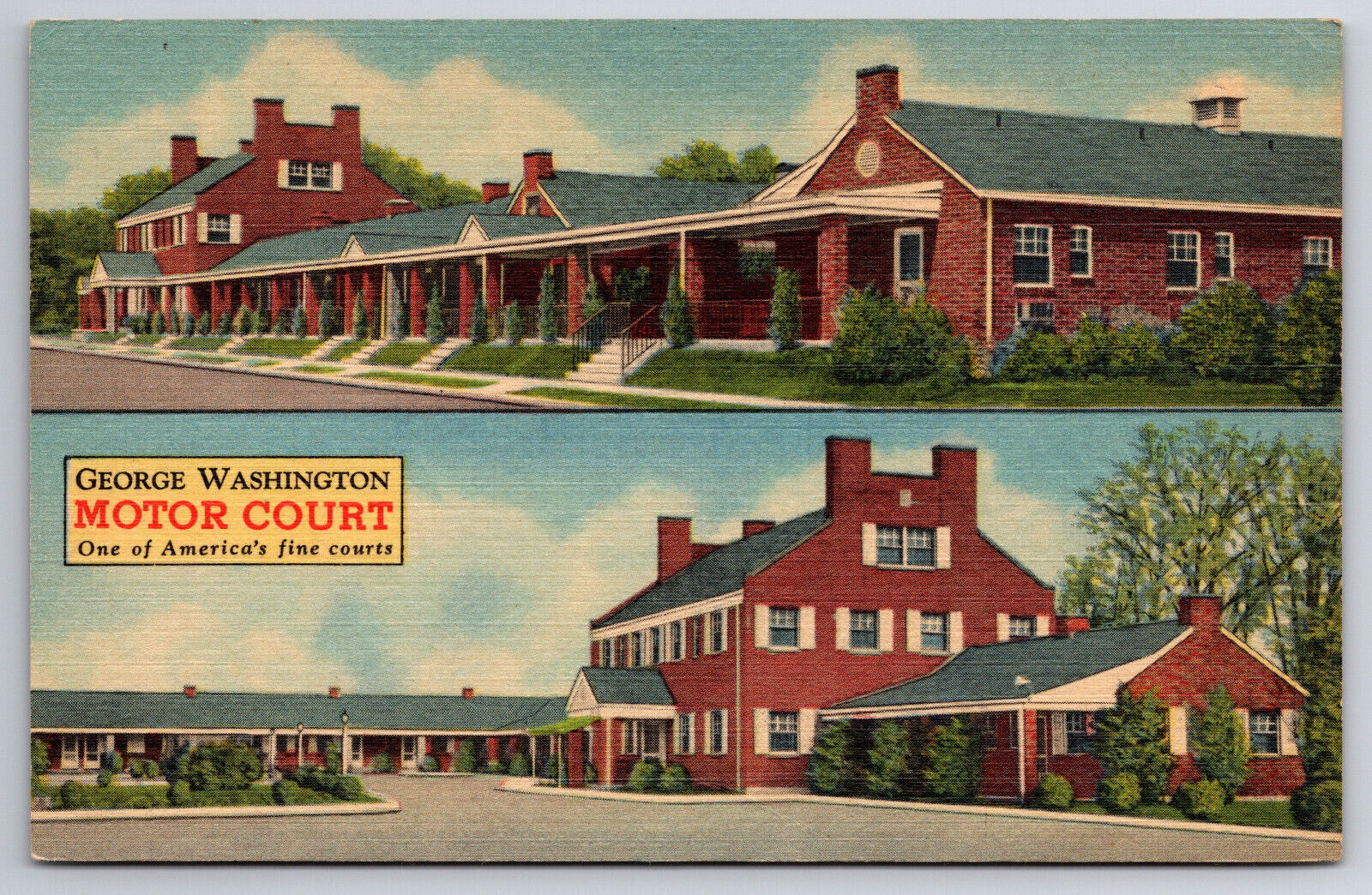 Vintage Postcard George Washington Motor Court Freericksburg, Virginia