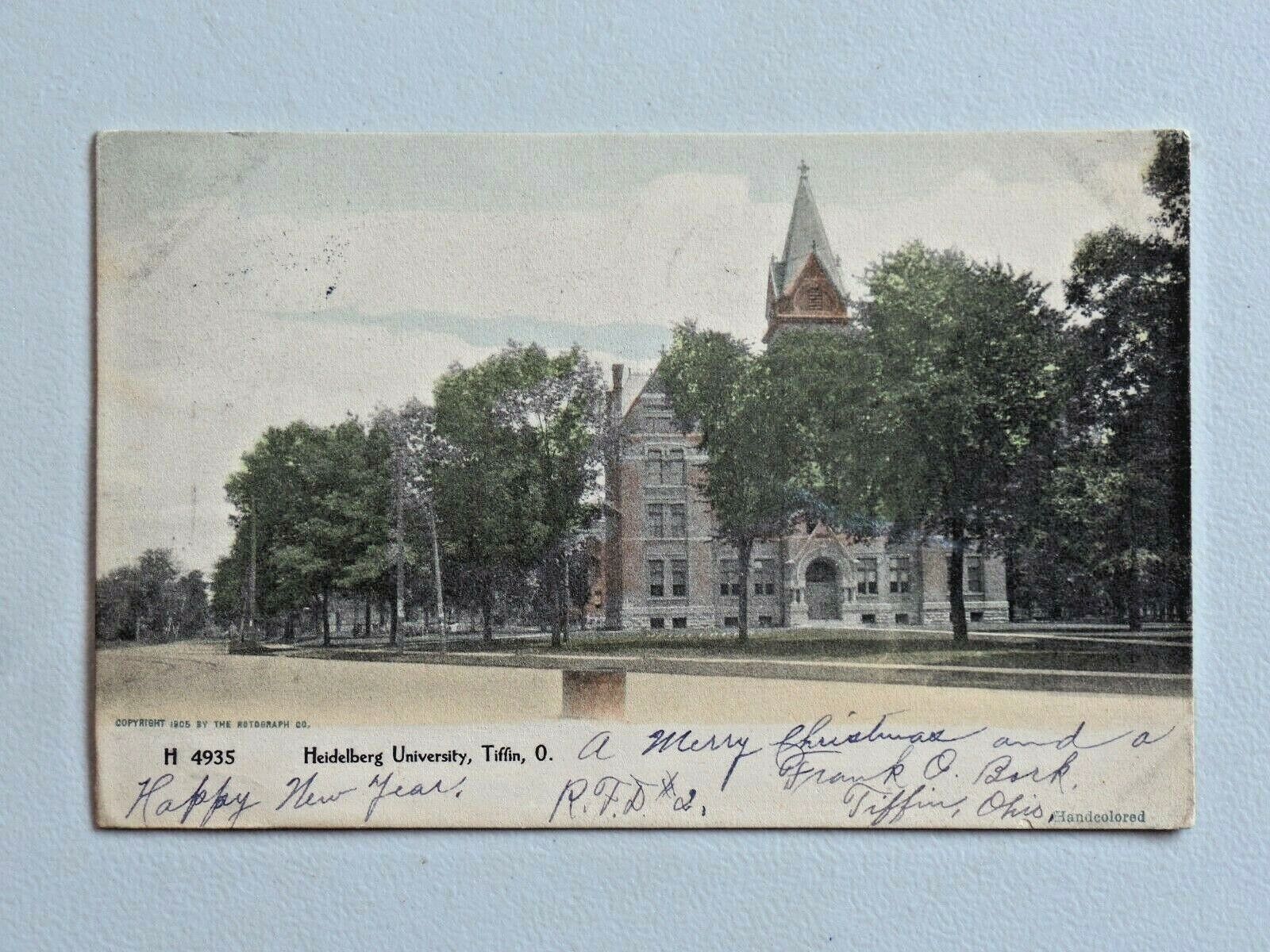 Vtg. Heidelberg University, Tiffin OH Handcolored Postcard 1905 Tiffin Post 6941