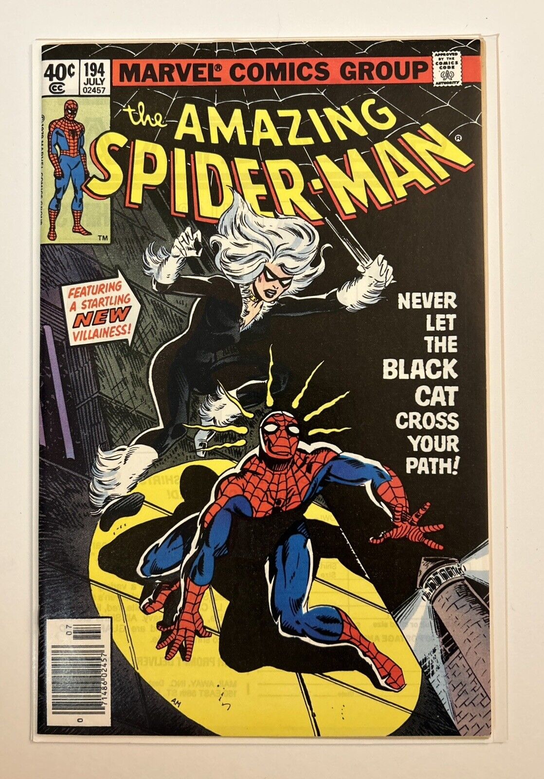 AMAZING SPIDER-MAN #194 VF+ 1st Black Cat 1979 Newstand HIGH GRADE