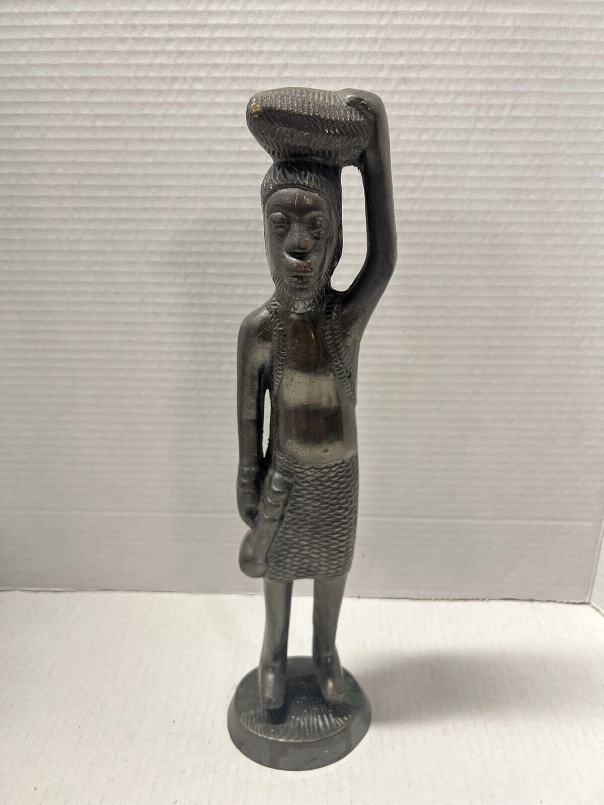 Vintage African Art Bronze Figurine Sculpture Tribal 14” Rustic