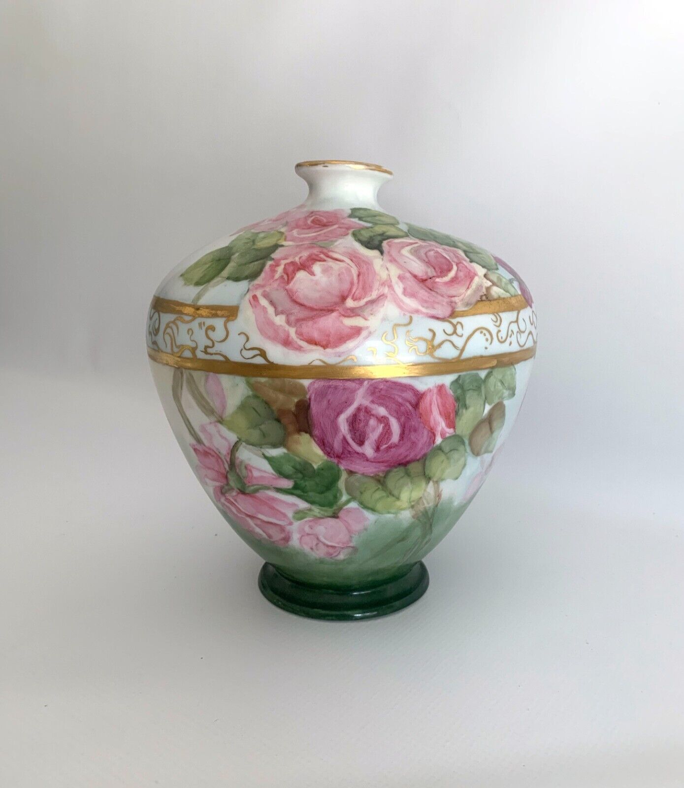 Antique Delinieres & Co French Limoges Vase D & C France HAND PAINTED ROSES 9\