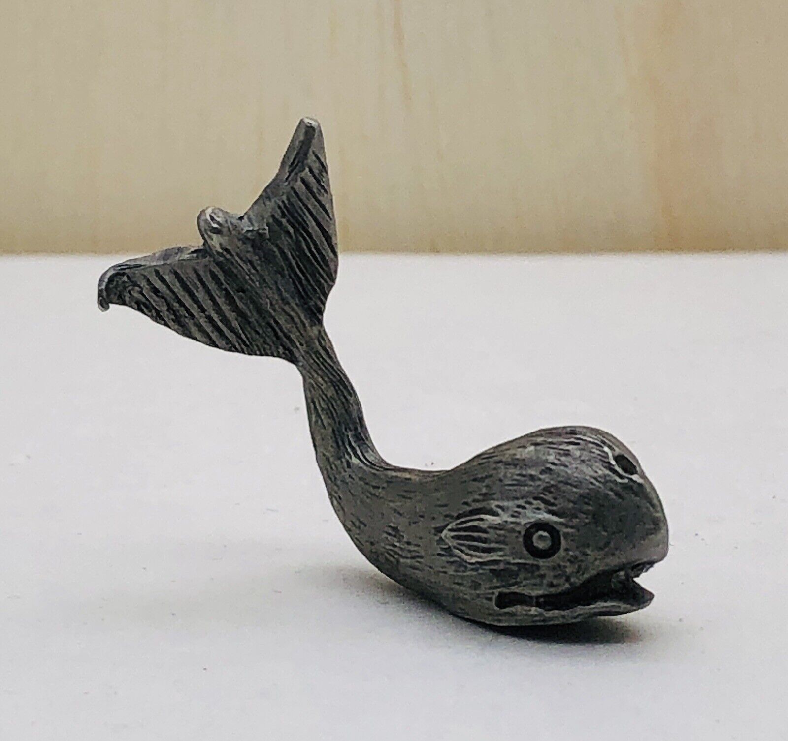 Vintage Pewter Miniature Mini Collectible Sperm Whale Figurine 1\