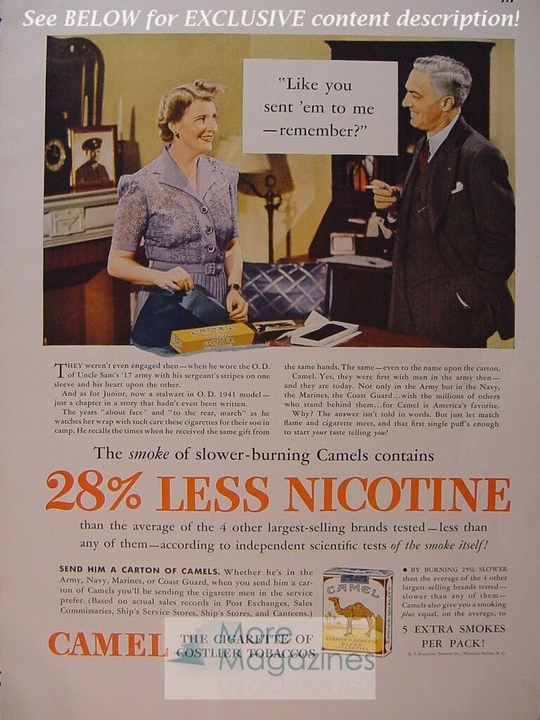 RARE Esquire Advertisement AD 1941 CAMEL cigarettes WWII Era