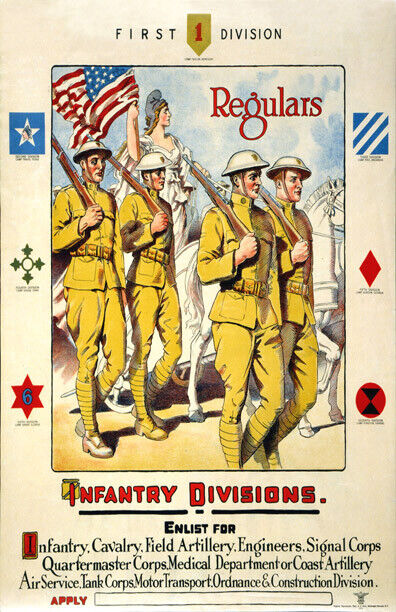 Vintage US First Divison Infantry Poster WW 1 