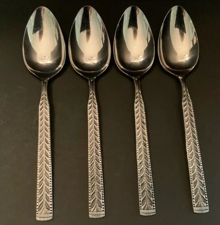 4  Vintage Towle Supreme Cutlery, Japan   LEAVES   Stainless  LARGE SPOONS