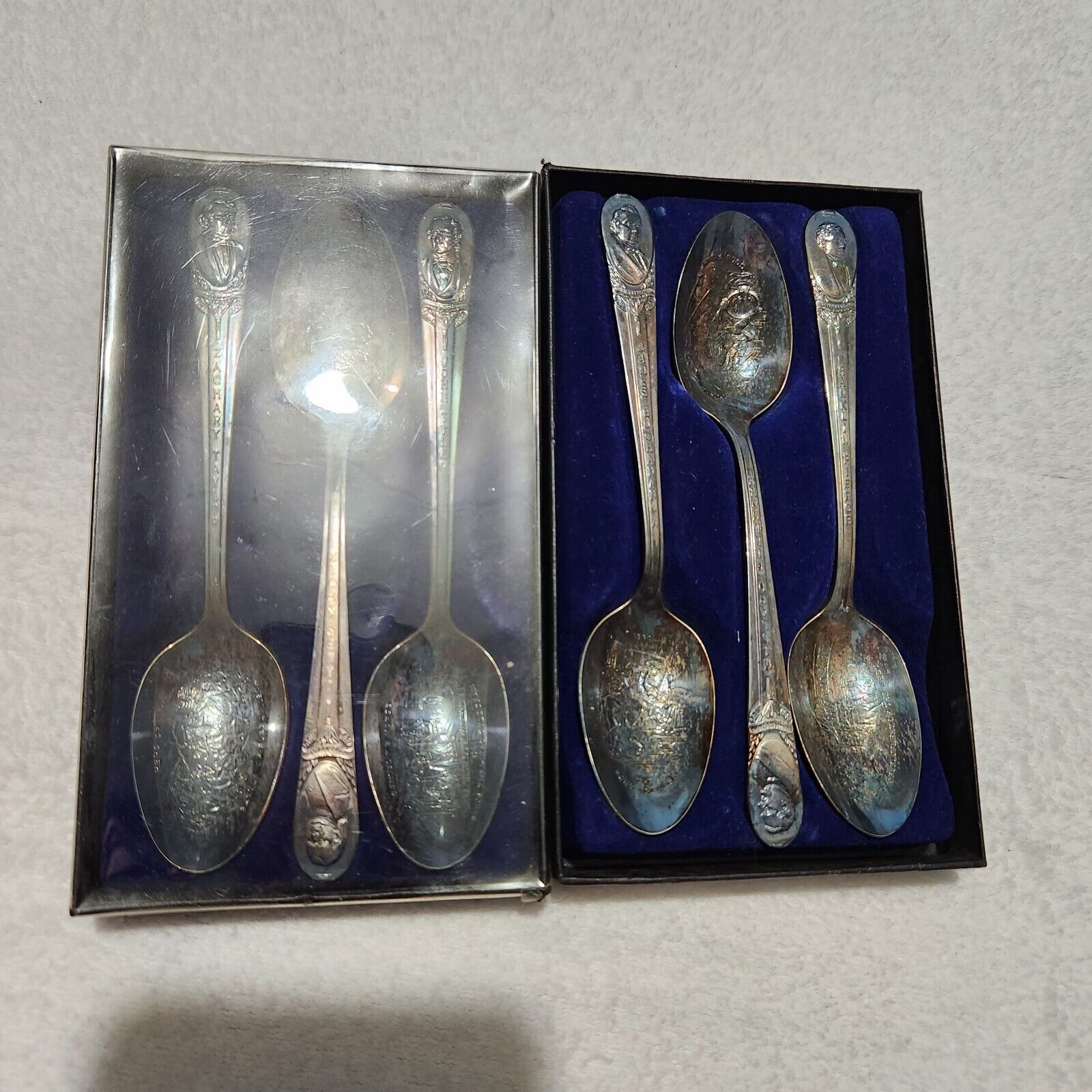 Vtg Presidents Commemorative 6” Silver Plate Spoons 6pcs