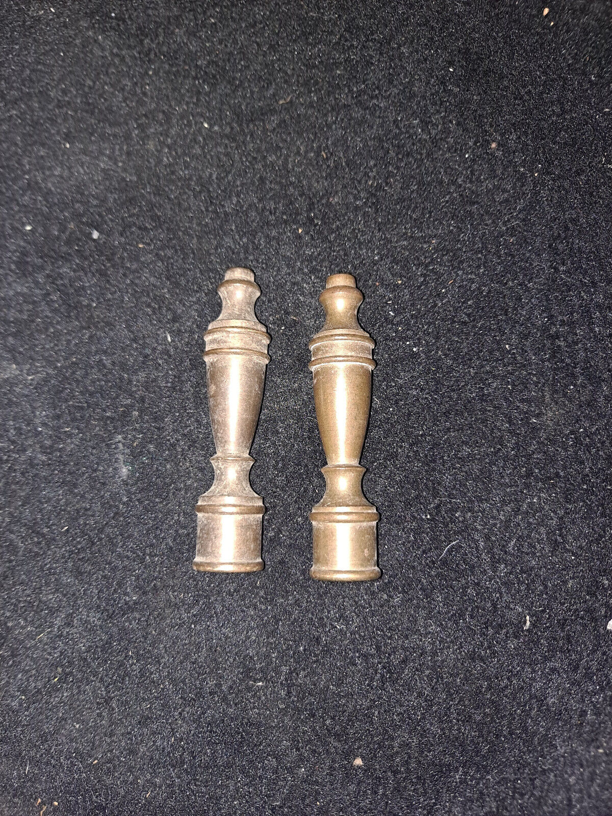 Antique Lamp Finial Pair , Brass , 2 1/2 inches tall , threaded for 3/8