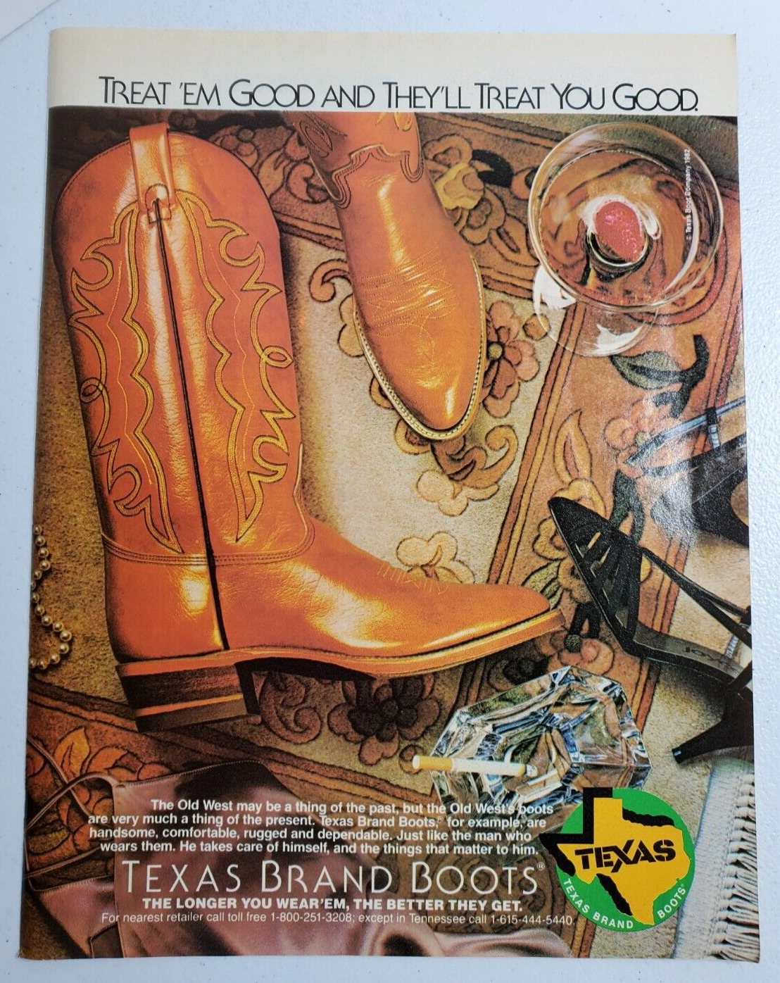 Vintage Texas Brand Boots Ad