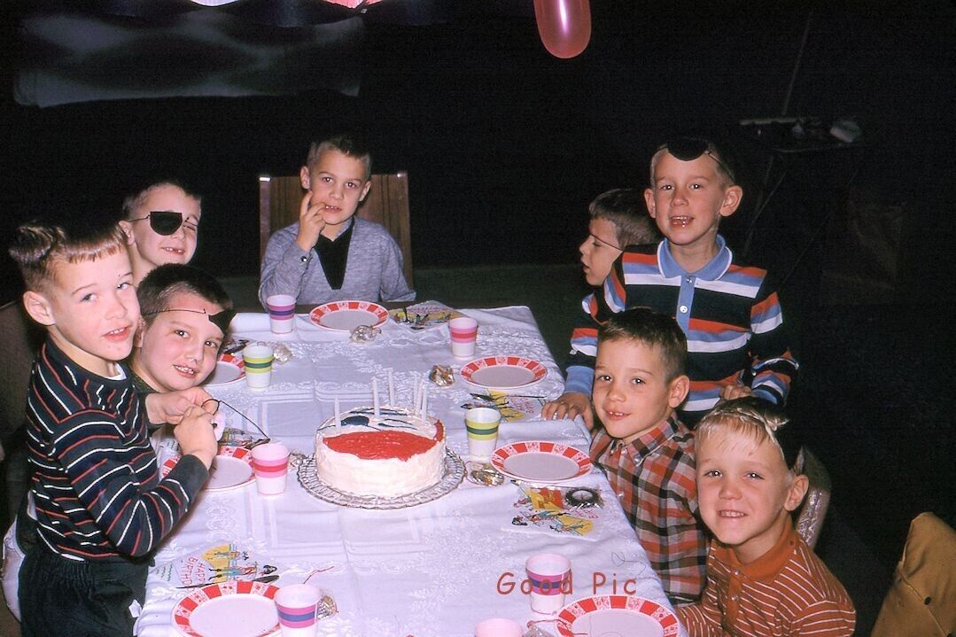 #SL2- n Vintage 35mm Slide Photo- Children- Birthday Party- 1968
