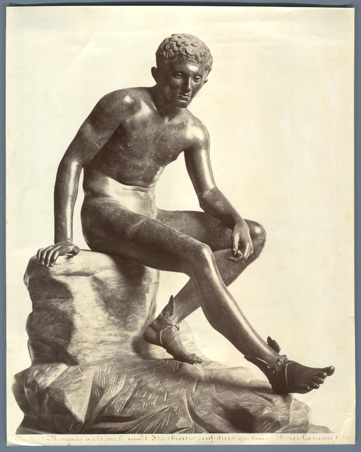 Italy, Mercury, Vintage Greek Sculpture Albumen Print.  Albumin Print 