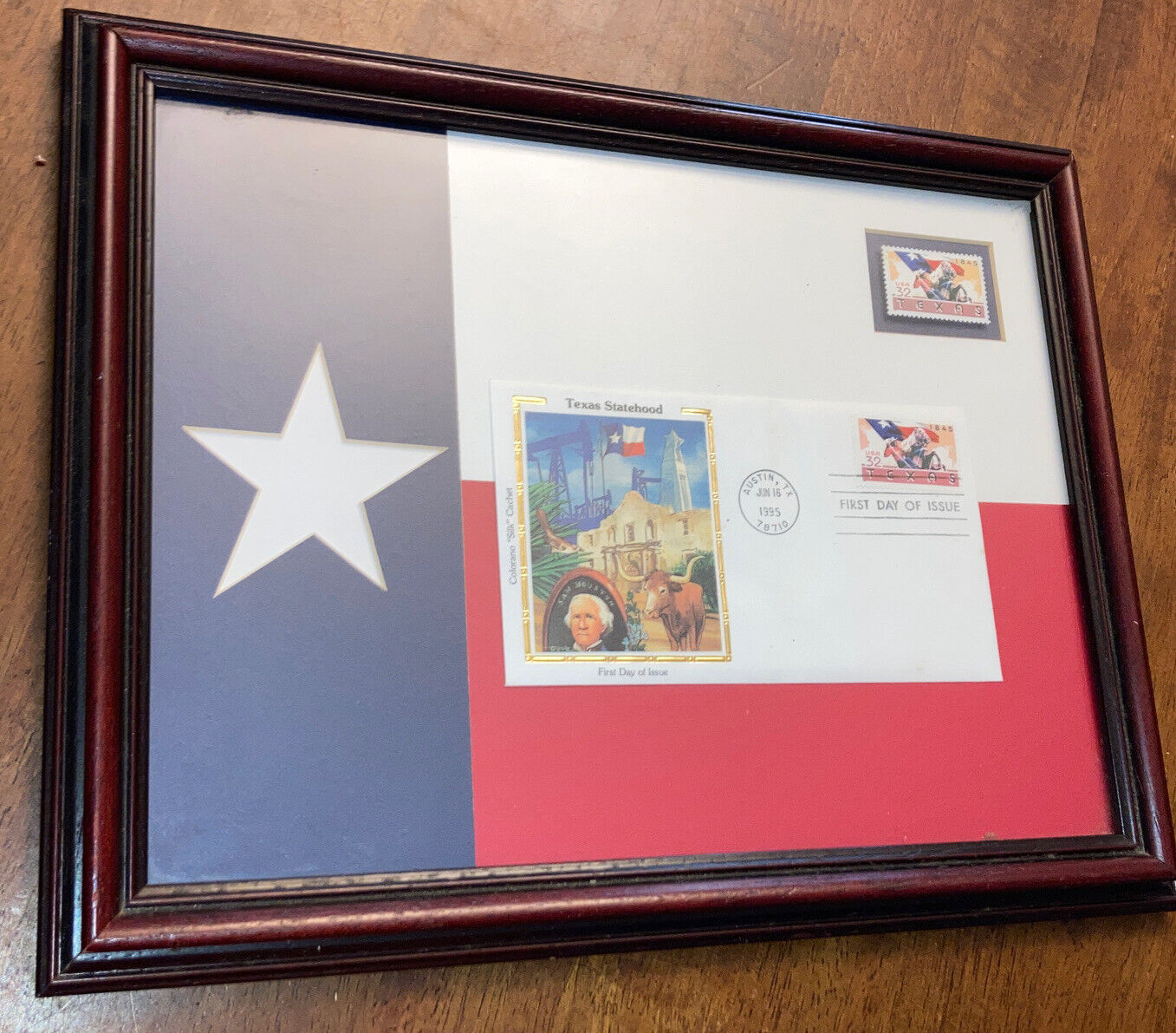 Texas Statehood & First Day Cover Framed Issued USA 32 cents ALAMO Sam Houston