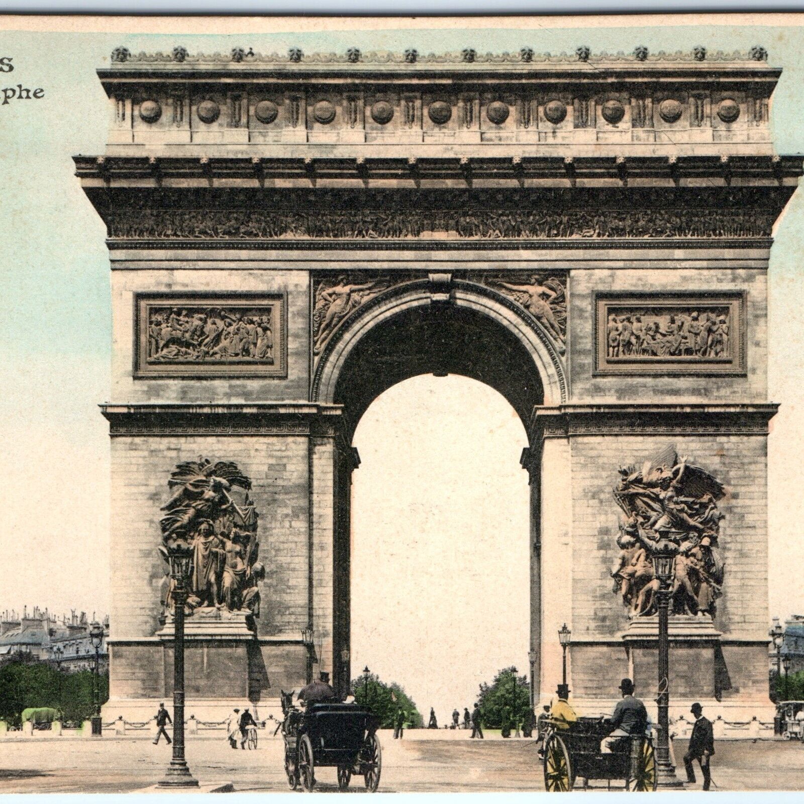c1910s Paris, France Arc de Triomphe de l\'Étoile SHARP Collotype Photo Cars A150