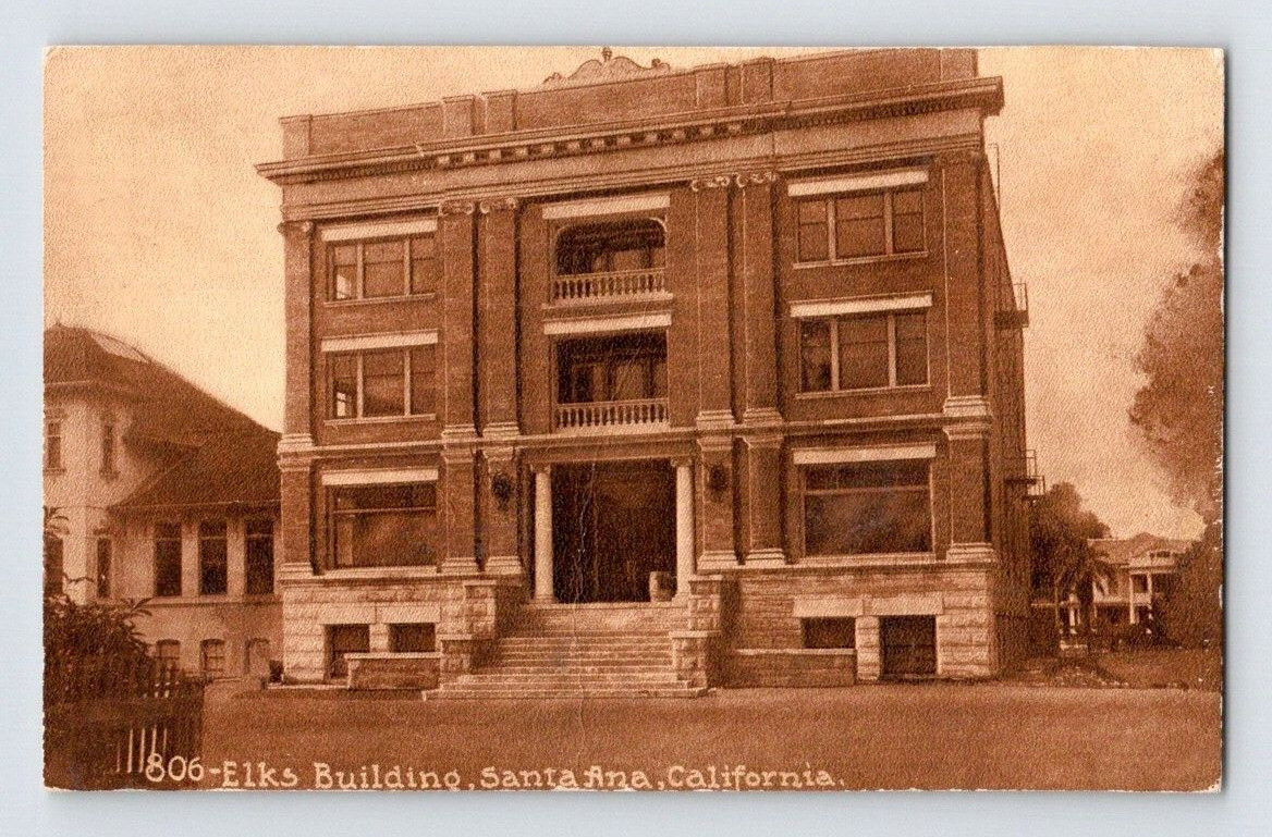 1911. SANTA ANA, CA. ELKS BLDG. POSTCARD SS27