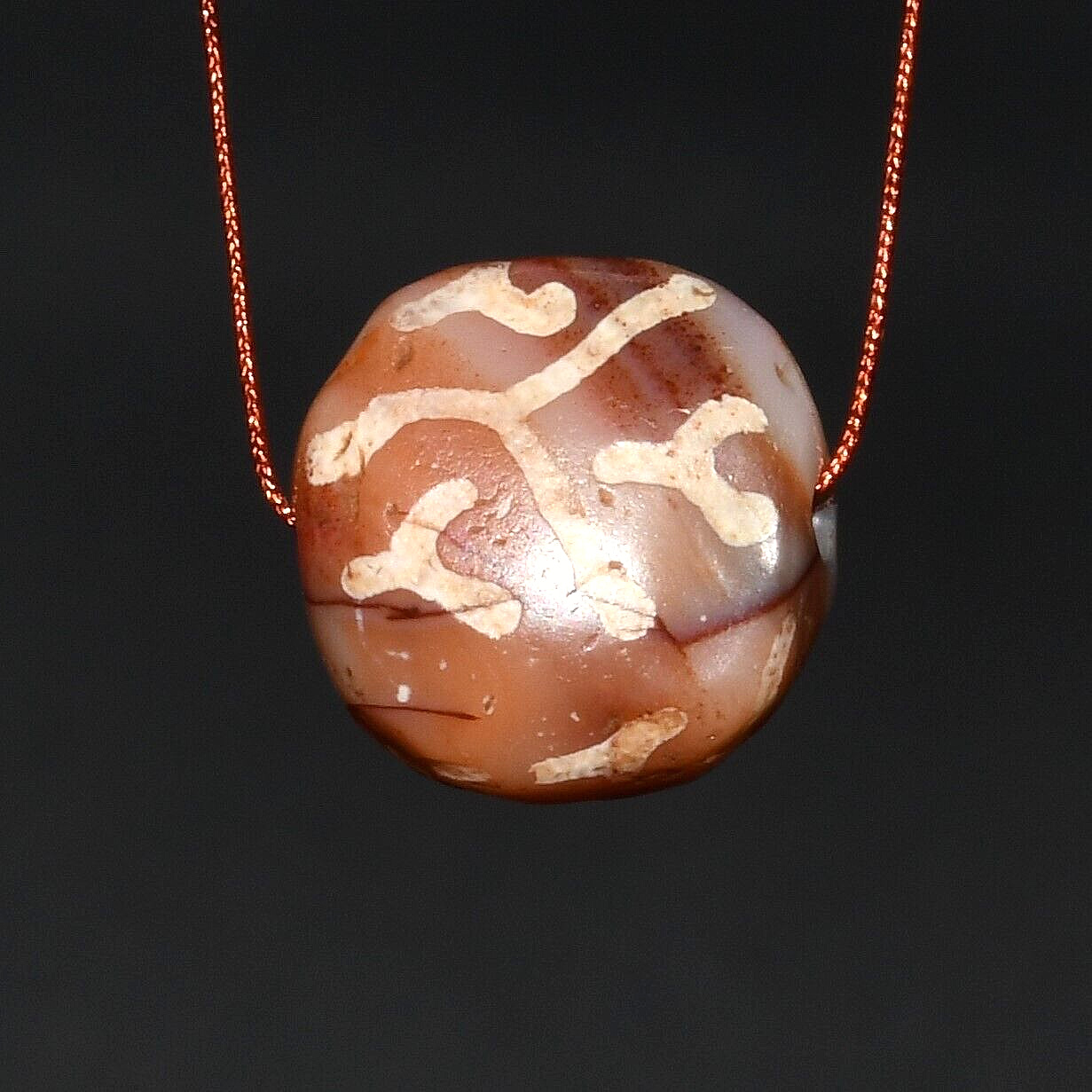Genuine Ancient Etched Carnelian Bead with Beautiful Pattern in good Condition