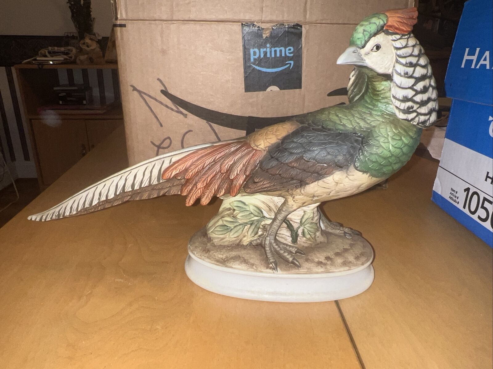 Vintage Lady Amherst Pheasant Statue Figurine Hand Painted Bird Game Andrea