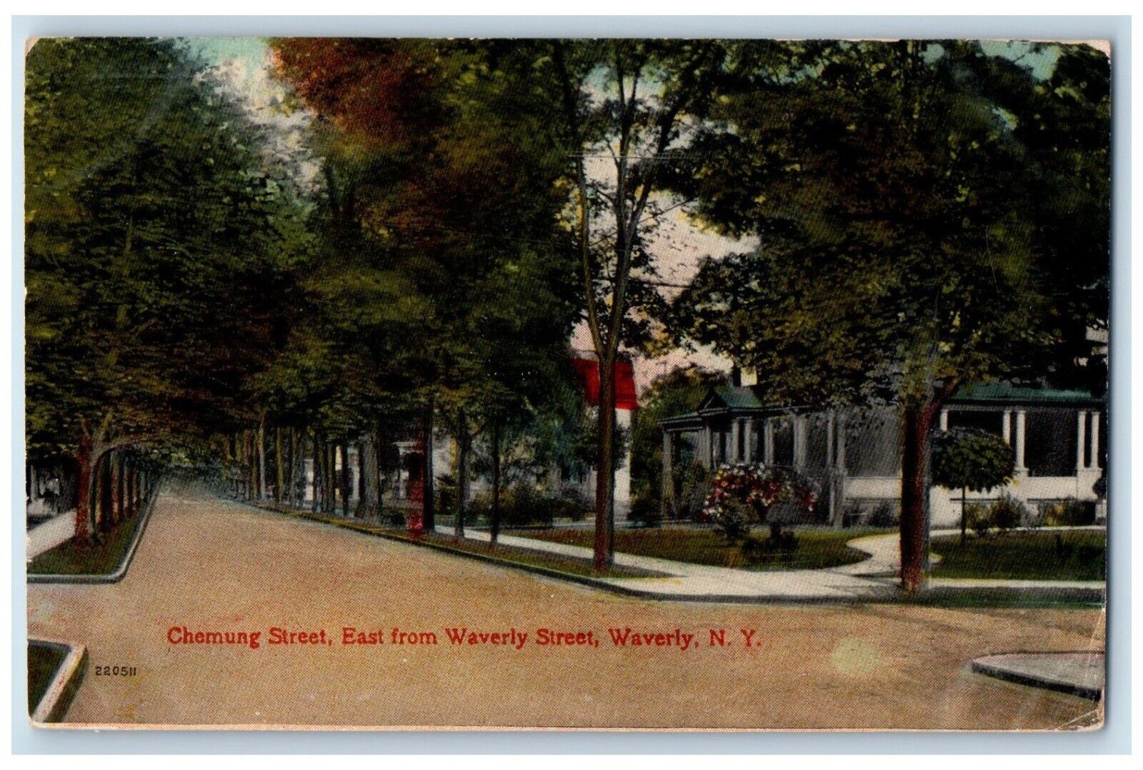 c1910 Chemung Street East Waverly Street Road Waverly New York Vintage Postcard
