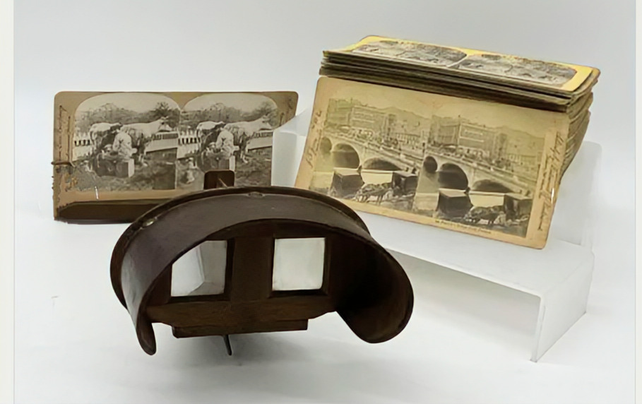 Antique Stereoscope Patent June 2, 1874 With 43 Slide Cards
