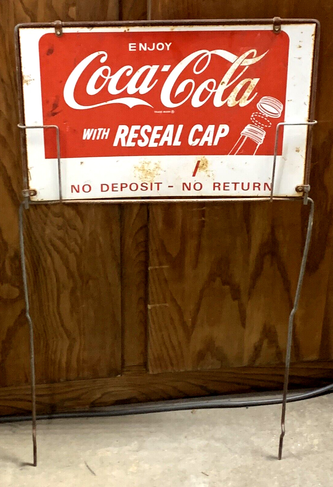 VINTAGE ORIGIANL GENERAL STORE DOUBLE SIDED COCA COLA METAL SIGN W/ FRAME (EY)