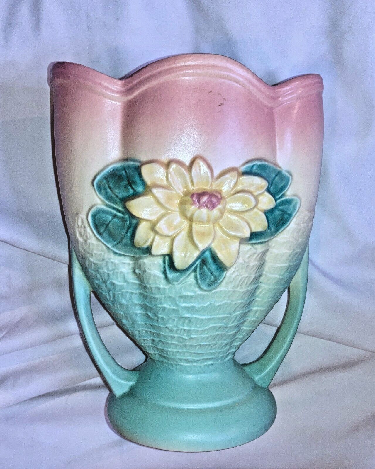 Hull Art Pottery Majolica Water Lily Vase U.S.A. L-A-8½\