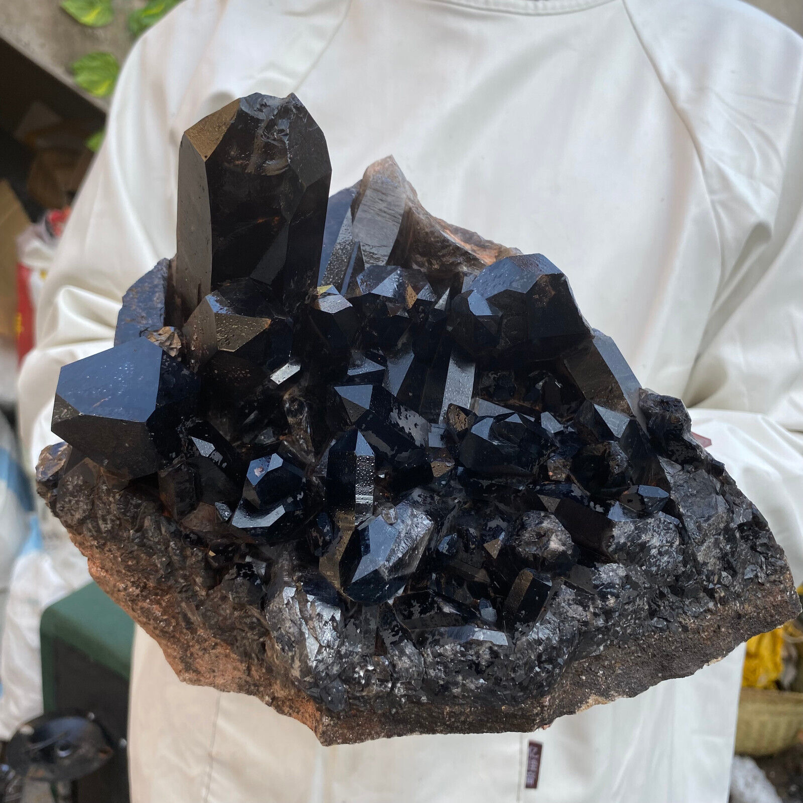 9lb Large Natural Smoky Black Quartz Crystal Cluster Raw Mineral Specimen