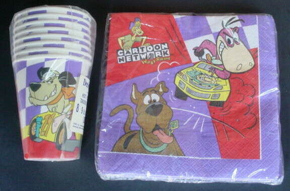 Hanna Barbera Wacky Races Paper Cups Napkins NOS Muttley Scooby Doo Dino