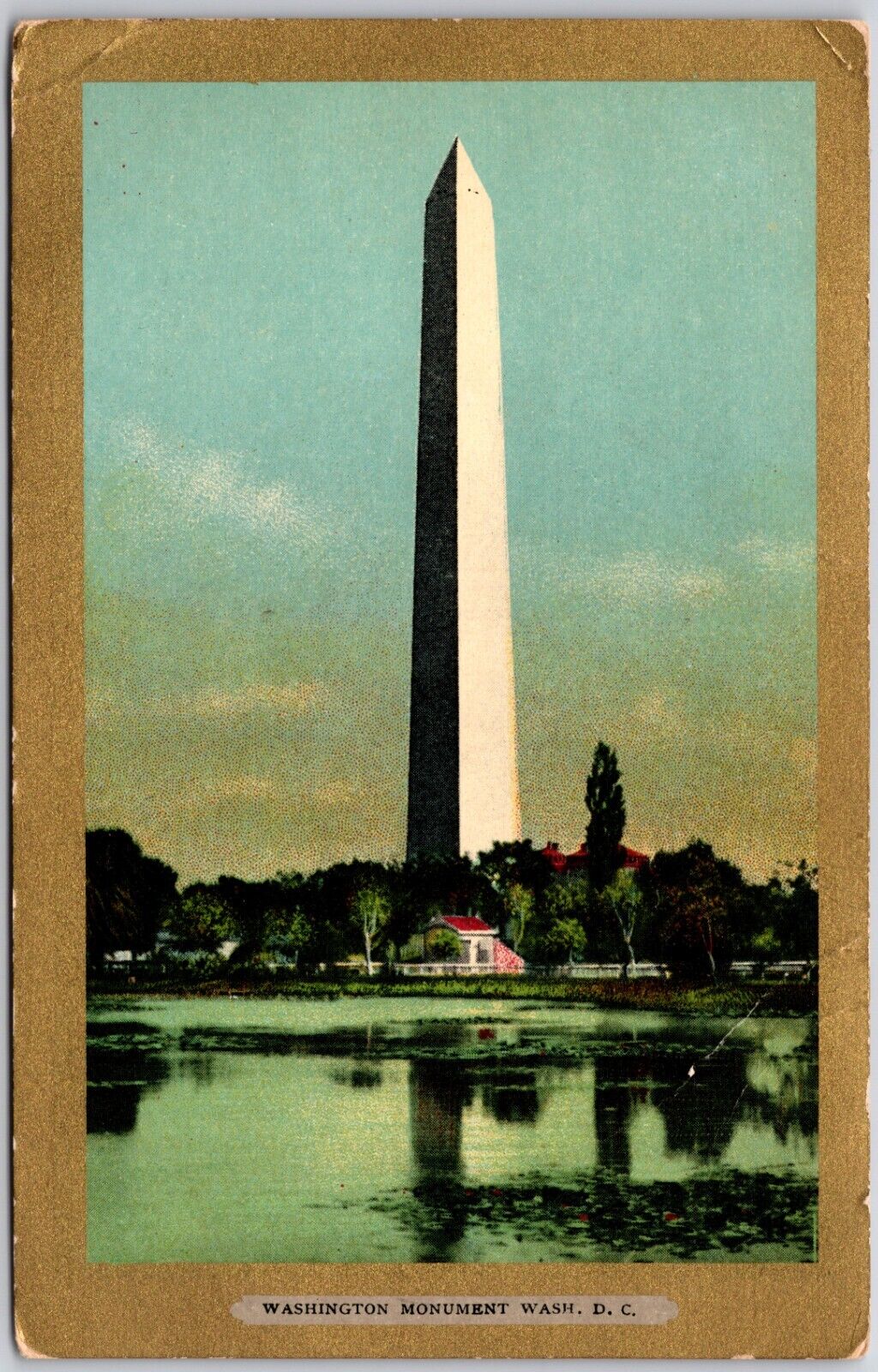 Washington DC Monument gold border UB postcard 